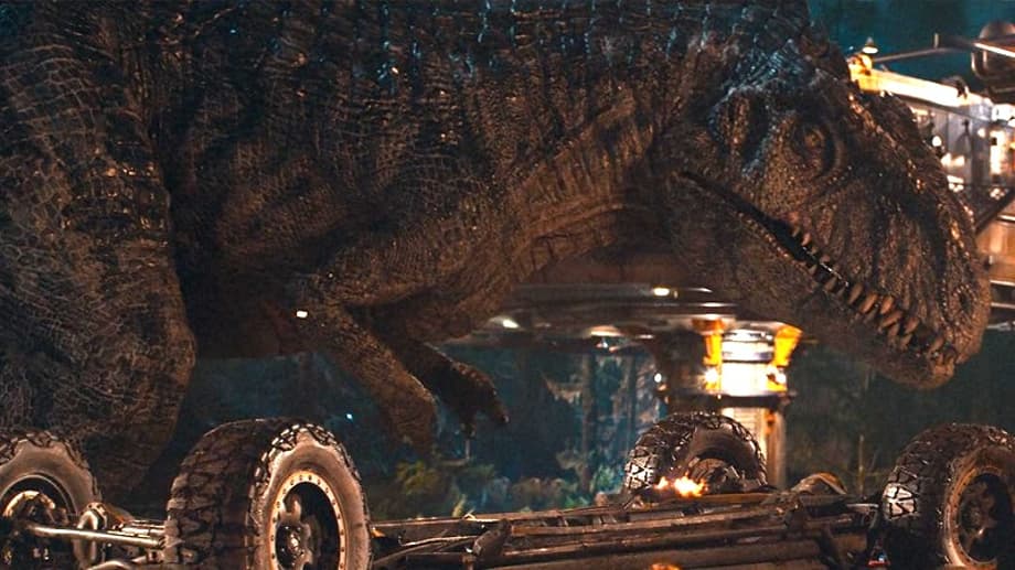 JURASSIC WORLD DOMINION Director Teases Joker-Like Giganotosaurus; Terrifying New Still Released